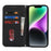 Stand Case for iPhone 14 / 13 Litchi Texture Leather Flip Phone Cover with Strap  /  Wallet - Black - 2