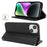 Stand Case for iPhone 14 / 13 Litchi Texture Leather Flip Phone Cover with Strap  /  Wallet - Black - 3
