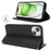 Stand Case for iPhone 15 Plus / 14 Plus Litchi Texture Leather Flip Phone Cover with Strap  /  Wallet - Black - 3