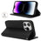 Stand Case for iPhone 14 Pro Max Litchi Texture Leather Flip Phone Cover with Strap  /  Wallet - Black - 3