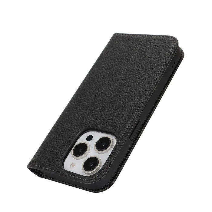 Stand Case for iPhone 14 Pro Max Litchi Texture Leather Flip Phone Cover with Strap  /  Wallet - Black - 7
