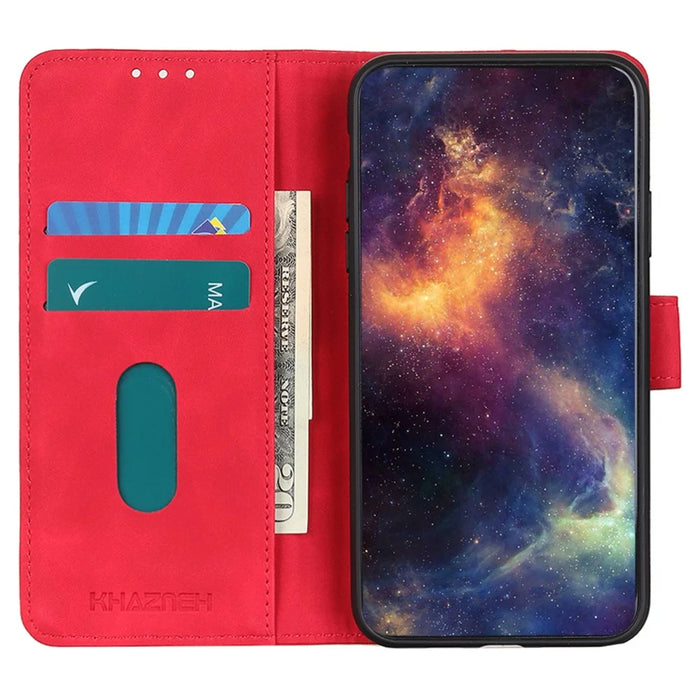 KHAZNEH For iPhone 18 Pro / 17 Pro Case PU Leather Retro Texture Phone Cover - Red - 3