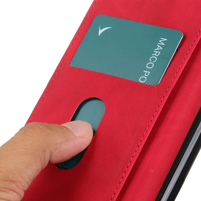 KHAZNEH For iPhone 18 Pro / 17 Pro Case PU Leather Retro Texture Phone Cover - Red - 6