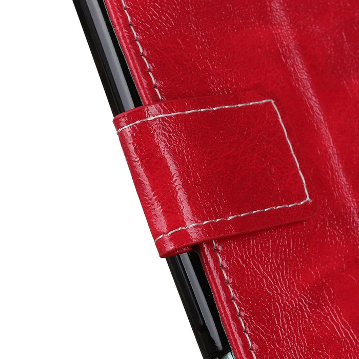 For iPhone 18 Pro / 17 Pro Case Wallet Leather Phone Cover Crazy Horse Texture - Red - 4