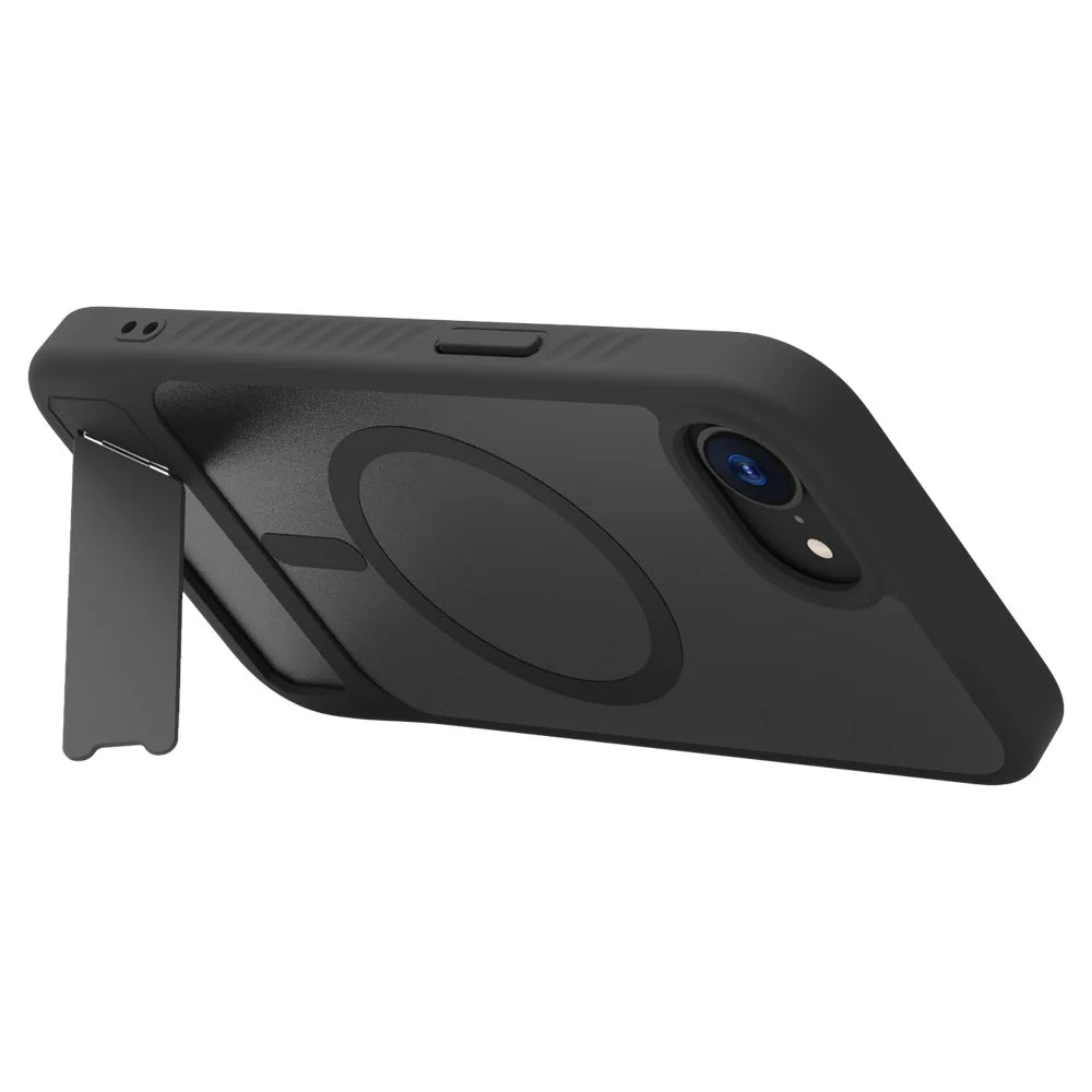 LEREACH Le-Chic Series For iPhone 17e / 16e Case Compatible with MagSafe Kickstand TPU + PC Phone Cover - Black - 2