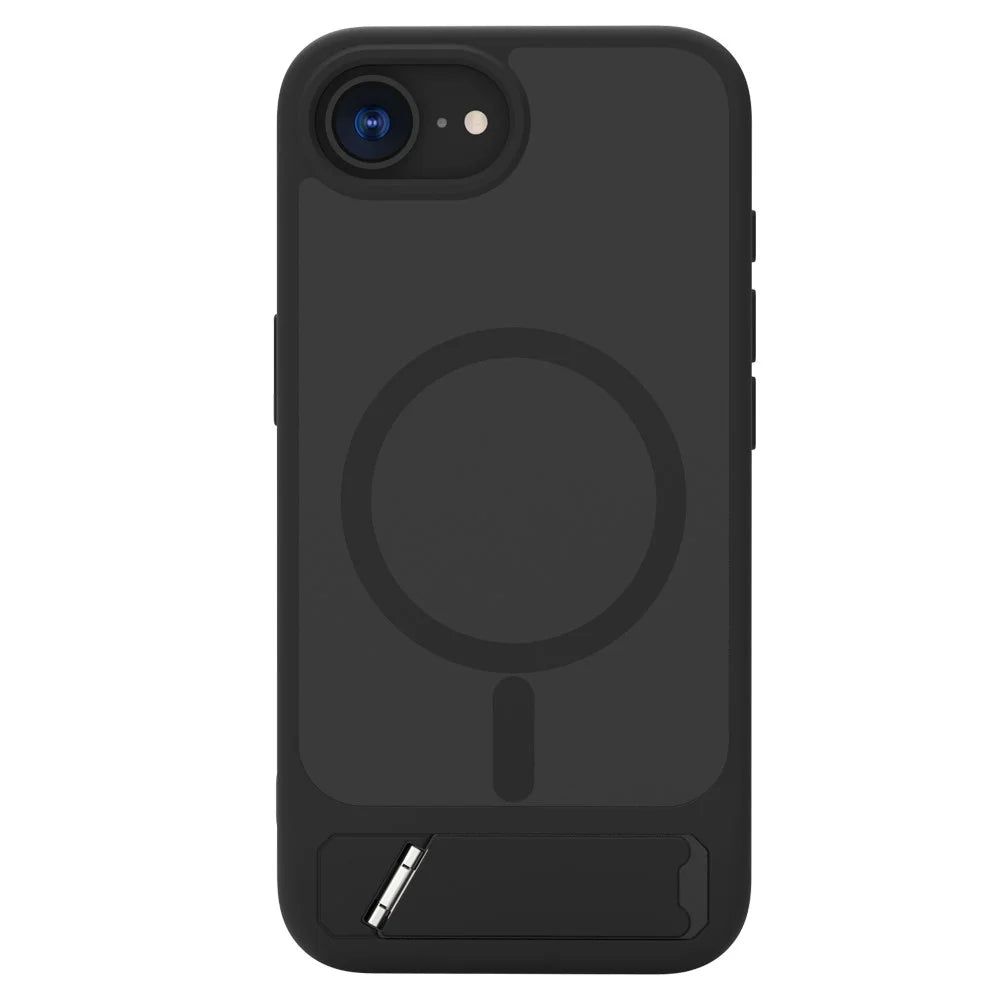 LEREACH Le-Chic Series For iPhone 17e / 16e Case Compatible with MagSafe Kickstand TPU + PC Phone Cover - Black - 3