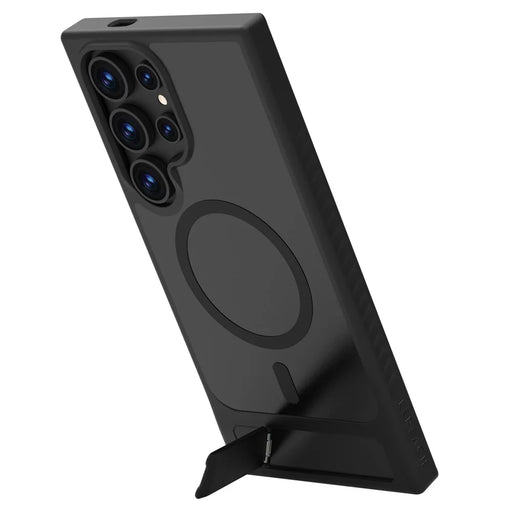 LEREACH Le-Chic Series For Samsung Galaxy S24 Ultra Magnetic Case Kickstand TPU + PC Phone Cover - Black - 1