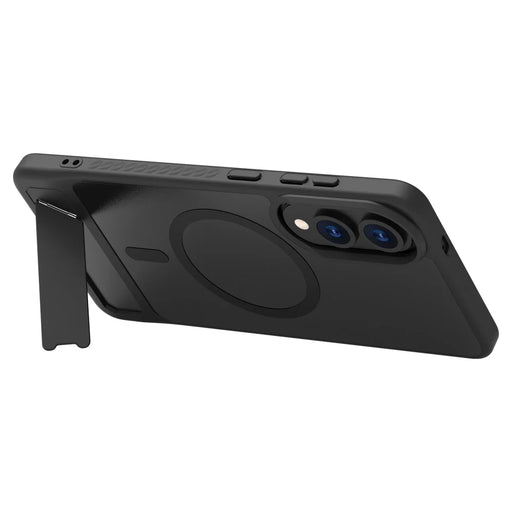 LEREACH Le-Chic Series For Samsung Galaxy S25 Edge Magnetic Case Kickstand TPU + PC Phone Cover - Black - 2