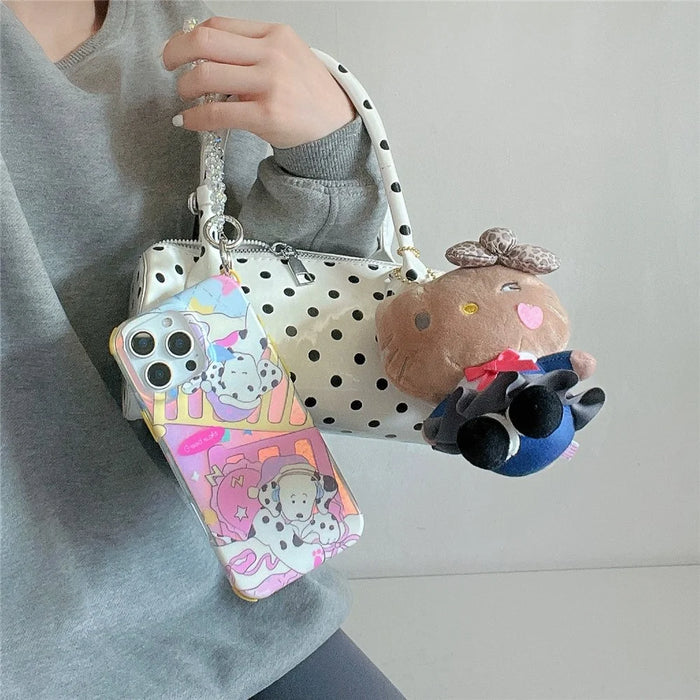 For iPhone 15 Pro Max Case IMD Cartoon Dalmatian TPU Phone Cover with Beaded Strap - 2