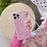 For iPhone 16 Pro Max Case IMD Star Design TPU Phone Cover with Beaded Strap - Pink - 2