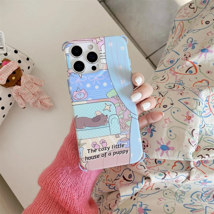 For iPhone 16 Pro Case IMD Cartoon Pattern TPU Phone Cover with Beaded Strap - Dachshund - 3
