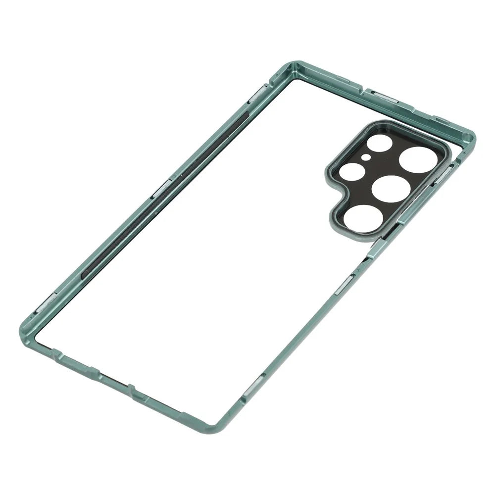 For Samsung Galaxy S24 Ultra Case with Anti-Spy Screen Protector / Lens Film Tempered Glass Metal Phone Cover - Green - 7