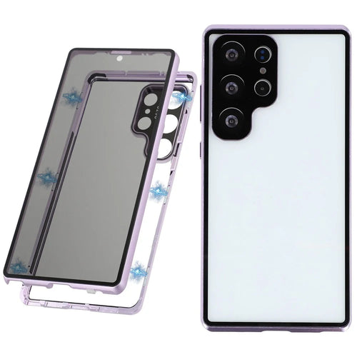 For Samsung Galaxy S25 Ultra Case with Anti-Spy Screen Protector / Lens Film Tempered Glass Metal Phone Cover - Purple - 1