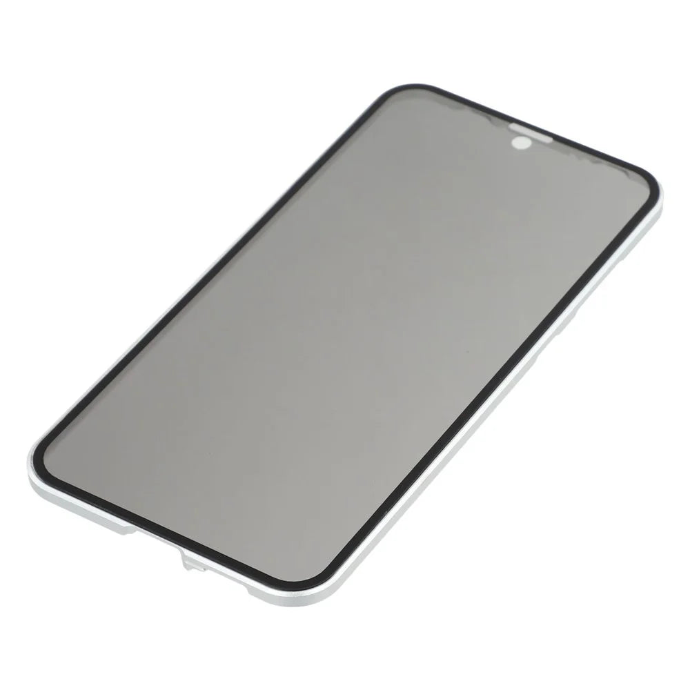 For Samsung Galaxy S25+ / S24+ Double-Sided Tempered Glass Phone Cover with Anti-Spy Screen Protector Magnetic Adsorption Metal Frame - Silver - 6