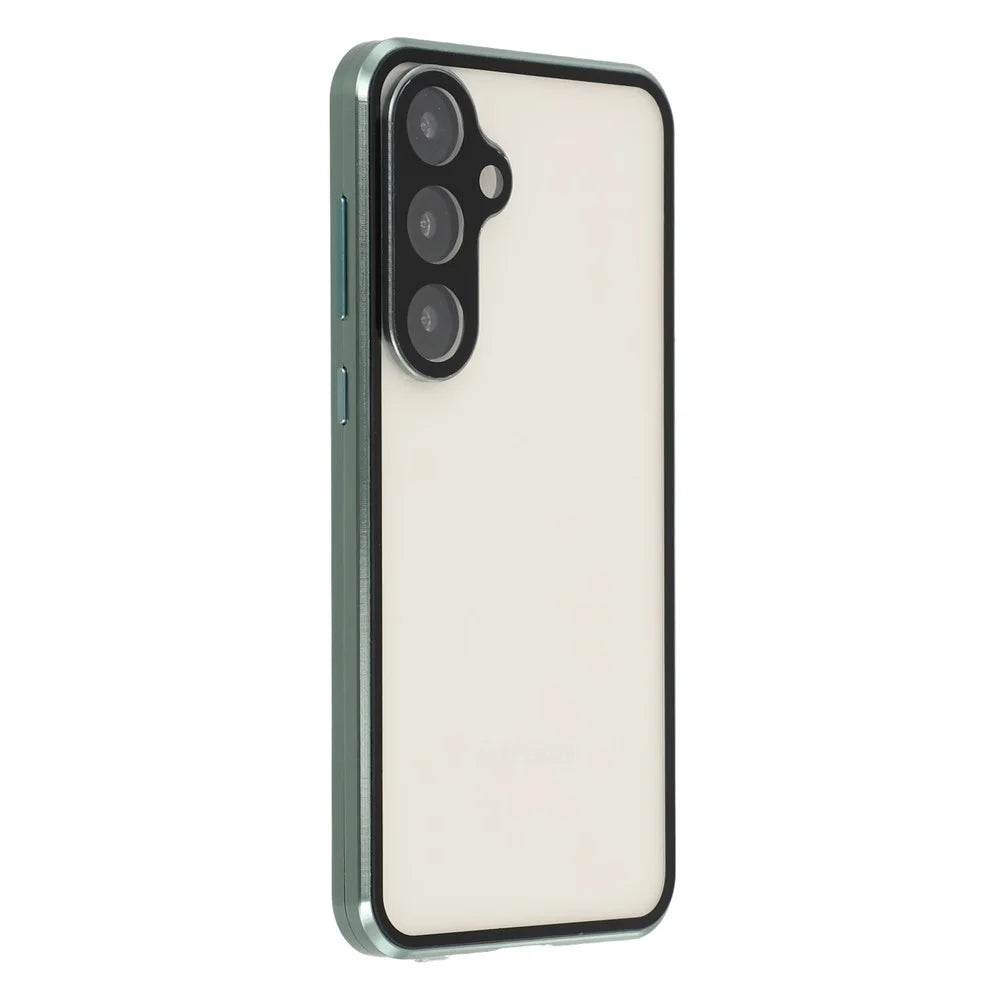 For Samsung Galaxy S25 / S24 Case with Anti-Spy Screen Protector / Lens Film Tempered Glass Metal Phone Cover Magnetic Clasp - Green - 2