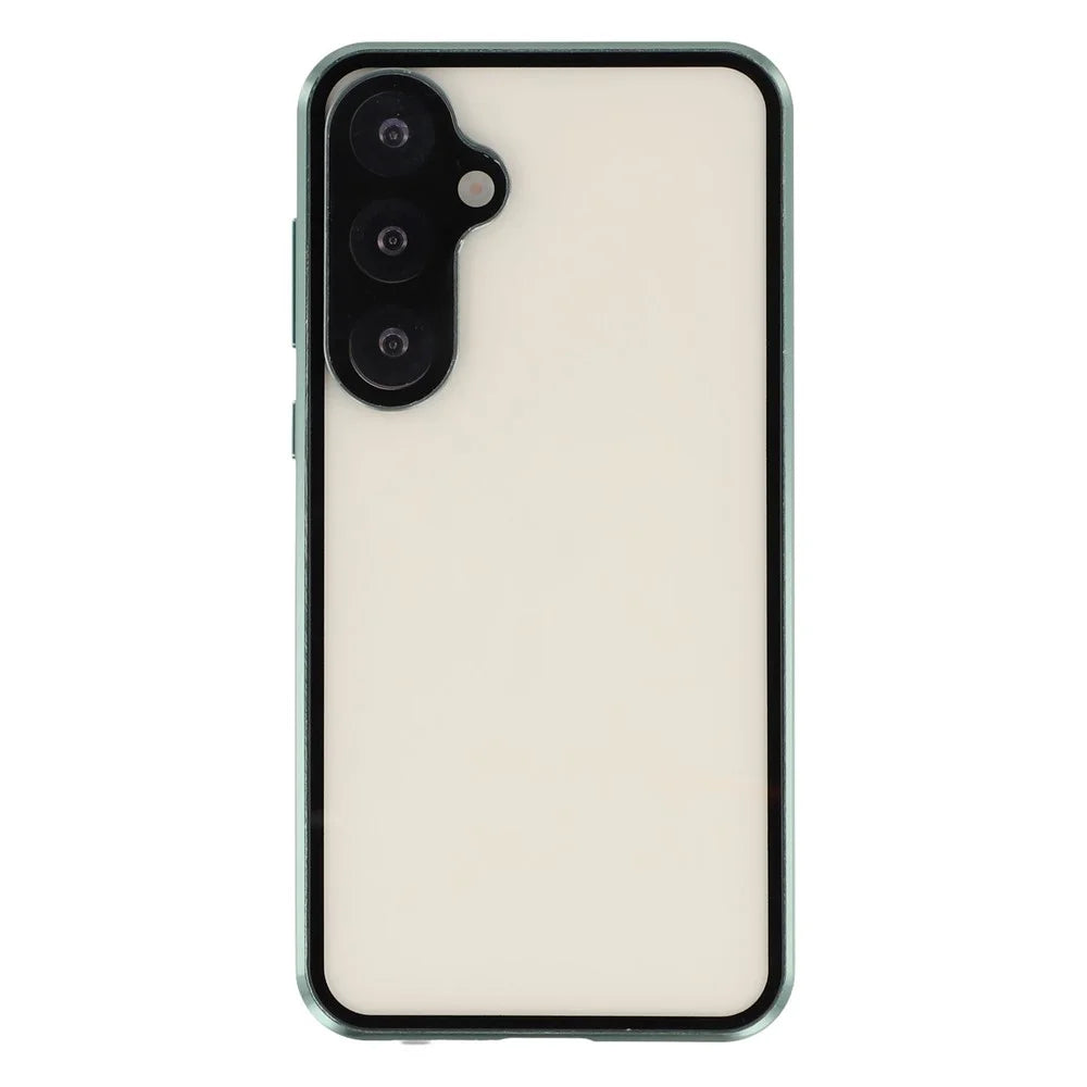 For Samsung Galaxy S25 / S24 Case with Anti-Spy Screen Protector / Lens Film Tempered Glass Metal Phone Cover Magnetic Clasp - Green - 4