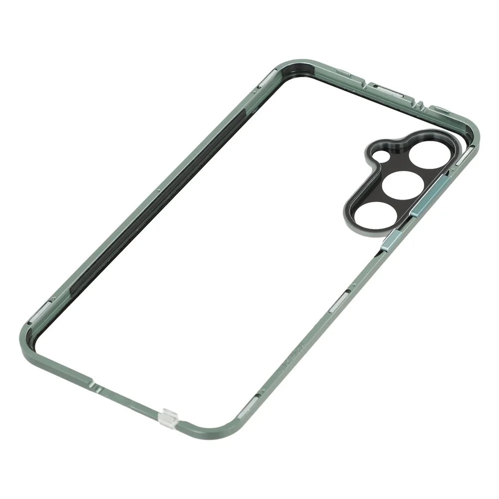 For Samsung Galaxy S25 / S24 Case with Anti-Spy Screen Protector / Lens Film Tempered Glass Metal Phone Cover Magnetic Clasp - Green - 7