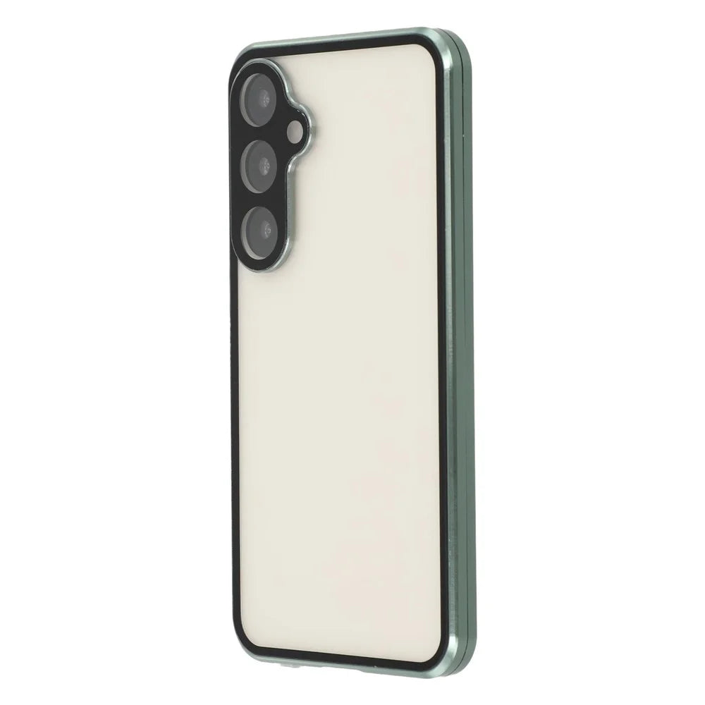 For Samsung Galaxy S25+ / S24+ Case with Anti-Spy Screen Protector / Lens Film Tempered Glass Metal Phone Cover Magnetic Clasp - Green - 5
