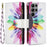 For Samsung Galaxy S23 Ultra Leather Case with Strap Pattern Printing Zipper Wallet Phone Stand Cover - Sunflower - 1