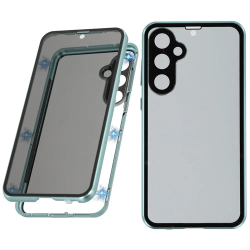 For Samsung Galaxy S23 FE Case with Anti-Spy Screen Protector  /  Lens Film Tempered Glass Metal Phone Cover - Green - 1