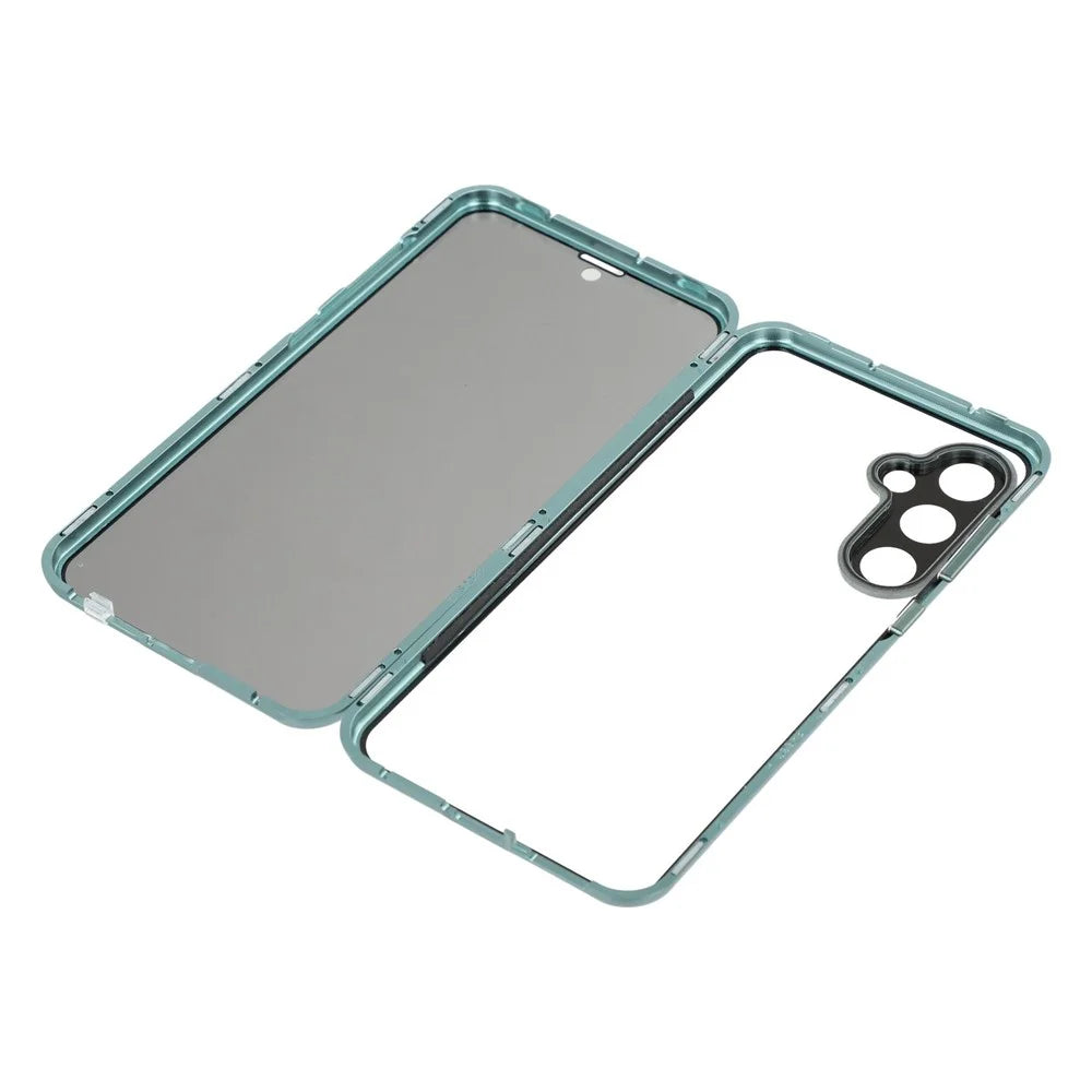 For Samsung Galaxy S23 FE Case with Anti-Spy Screen Protector  /  Lens Film Tempered Glass Metal Phone Cover - Green - 6