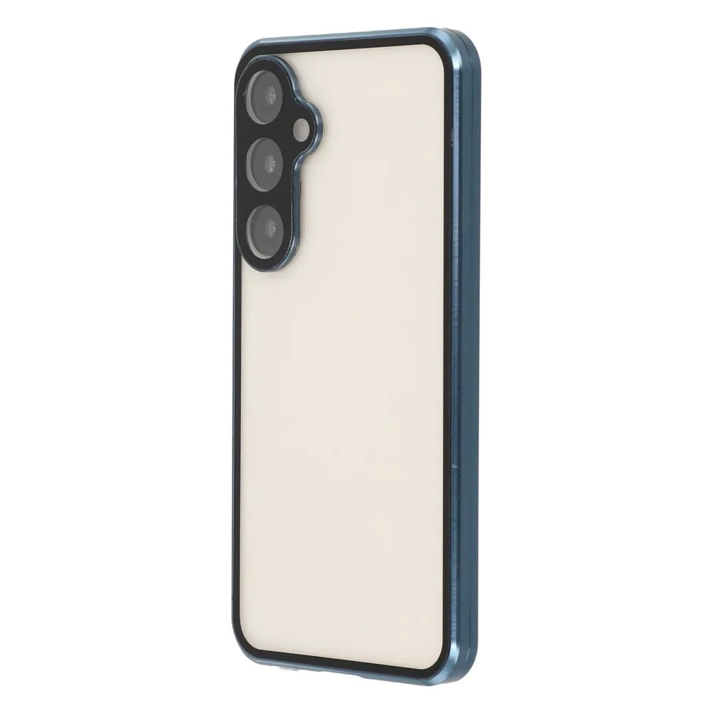 For Samsung Galaxy S24 FE Case with Anti-Spy Screen Protector  /  Lens Film Tempered Glass Metal Phone Cover - Dark Blue - 5