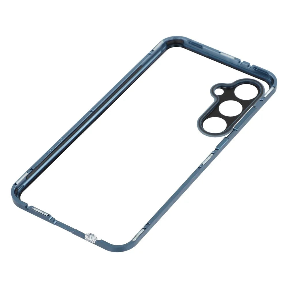 For Samsung Galaxy S24 FE Case with Anti-Spy Screen Protector  /  Lens Film Tempered Glass Metal Phone Cover - Dark Blue - 7