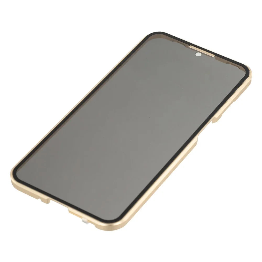 For Samsung Galaxy A16 5G / A16 4G Double-Sided Tempered Glass Phone Cover with Anti-Spy Screen Protector Magnetic Adsorption Metal Frame - Gold - 6