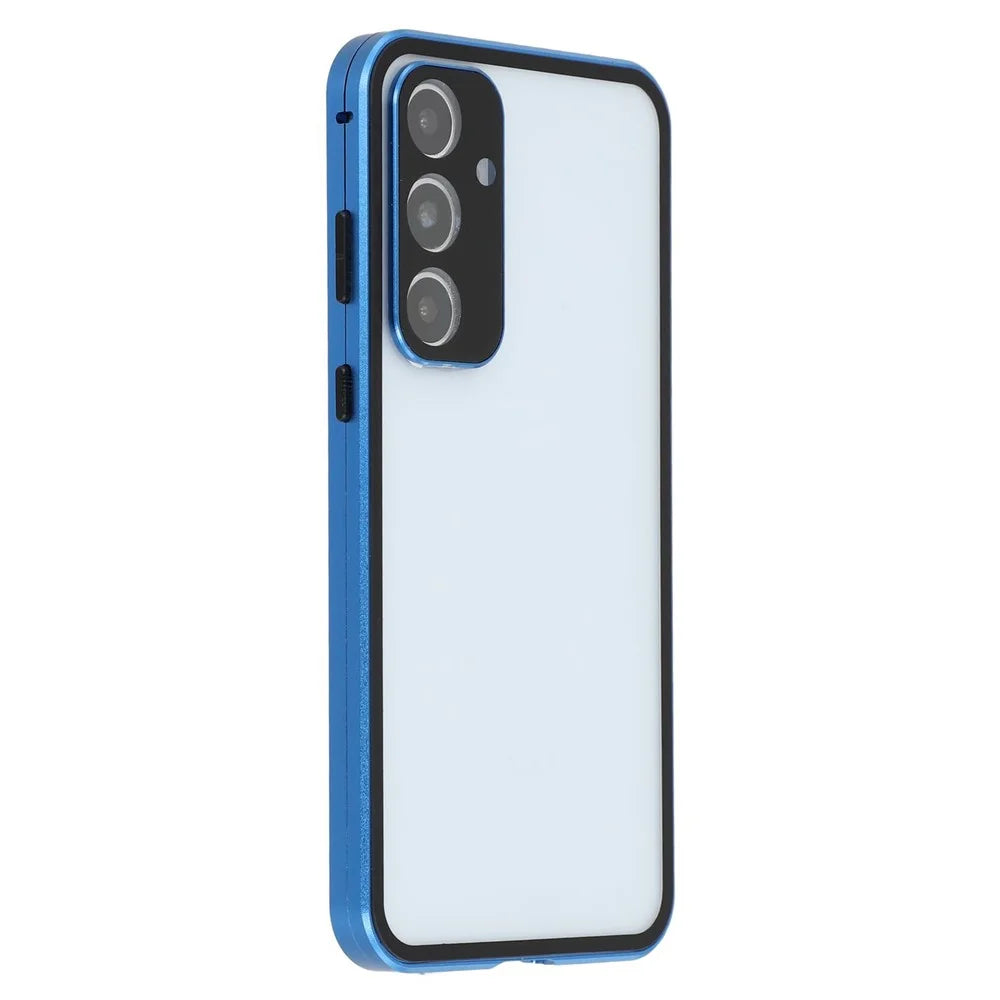 For Samsung Galaxy A55 5G Case with Anti-Spy Screen Protector  /  Lens Film Tempered Glass Metal Phone Cover - Dark Blue - 2