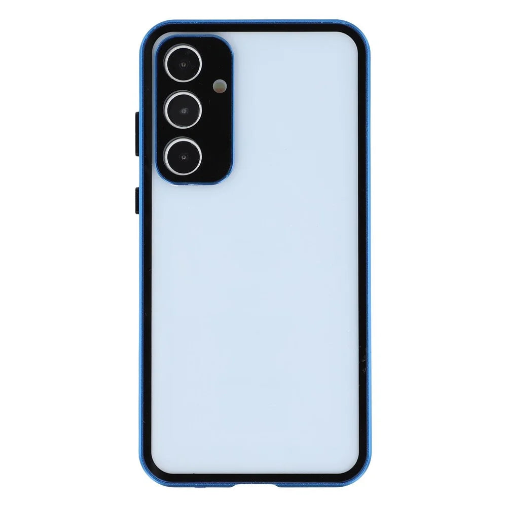 For Samsung Galaxy A55 5G Case with Anti-Spy Screen Protector  /  Lens Film Tempered Glass Metal Phone Cover - Dark Blue - 4