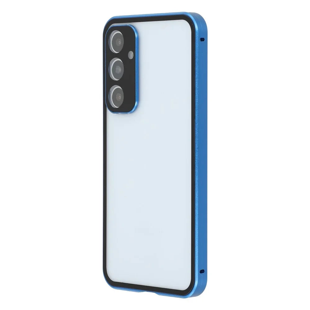 For Samsung Galaxy A55 5G Case with Anti-Spy Screen Protector  /  Lens Film Tempered Glass Metal Phone Cover - Dark Blue - 5