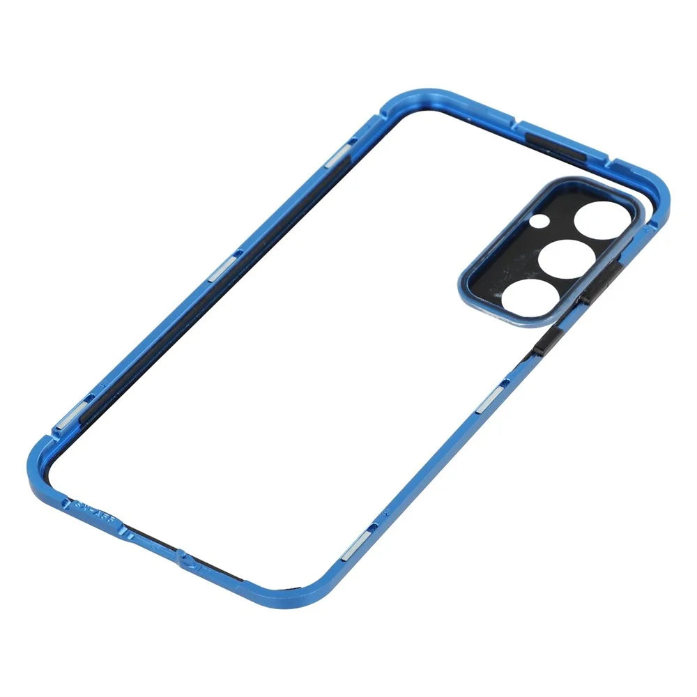 For Samsung Galaxy A55 5G Case with Anti-Spy Screen Protector  /  Lens Film Tempered Glass Metal Phone Cover - Dark Blue - 7