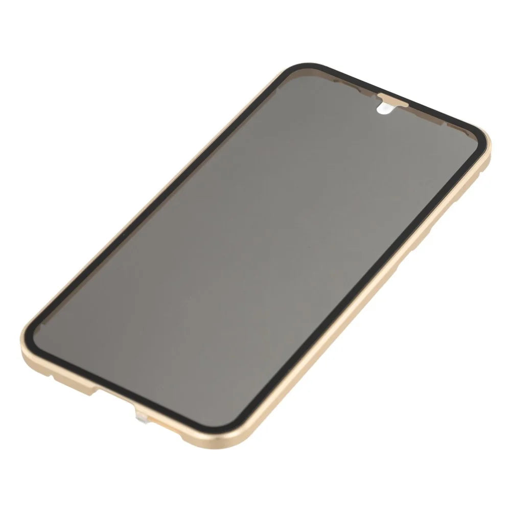 For Samsung Galaxy A55 5G Double-Sided Tempered Glass Phone Cover with Anti-Spy Screen Protector Magnetic Adsorption Metal Frame - Gold - 6
