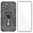 WANLONFENG For iPhone 14 Pro Max Phone Case  PC TPU Back Cover Kickstand with Tempered Glass - Black - 1