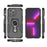 WANLONFENG For iPhone 14 Pro Max Phone Case  PC TPU Back Cover Kickstand with Tempered Glass - Black - 3