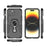 WANLONFENG For iPhone 15 Phone Case  PC TPU Back Cover Kickstand with Tempered Glass - Black - 3