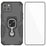 WANLONFENG For iPhone 13 6.1 inch Phone Case  PC TPU Back Cover Kickstand with Tempered Glass - Black - 1