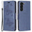 For Samsung Galaxy S23+ Wallet Case Imprinted Butterflies Leather Phone Cover with Strap - Dark Blue - 1