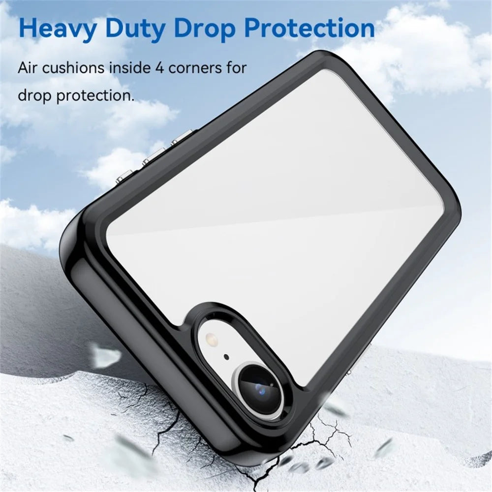 WANLONFENG For iPhone 17e / 16e Phone Case  XC Series TPU Acrylic Cover with Tempered Glass (Big Lens Hole) - Black - 4