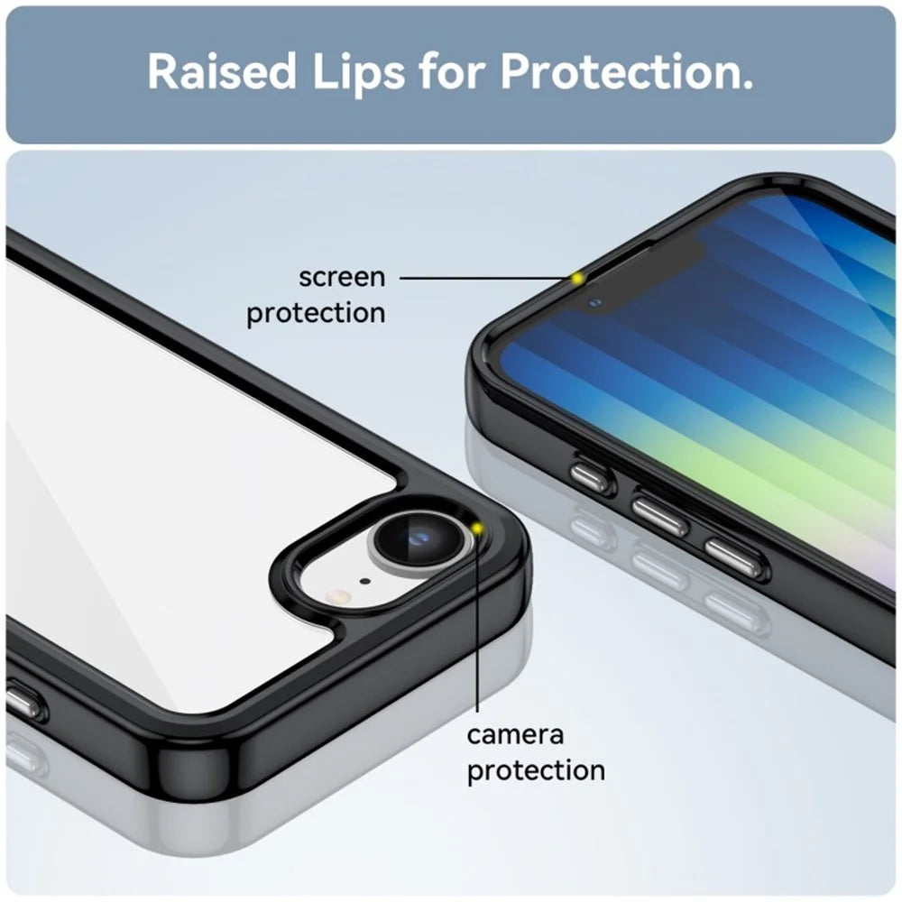 WANLONFENG For iPhone 17e / 16e Phone Case  XC Series TPU Acrylic Cover with Tempered Glass (Big Lens Hole) - Black - 7