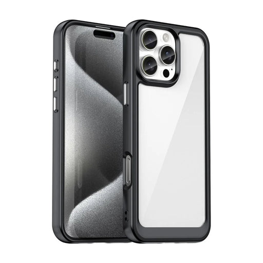 WANLONFENG For iPhone 16 Pro Max Phone Case  XC Series TPU Acrylic Cover with Tempered Glass (Big Lens Hole) - Black - 2