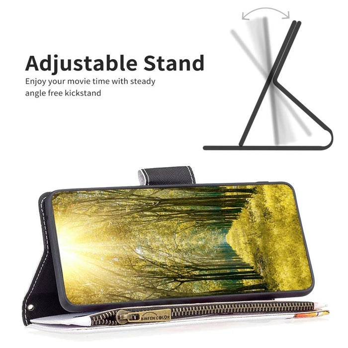 For Samsung Galaxy S23+ Leather Case with Strap Pattern Printing Zipper Wallet Phone Stand Cover - Two Butterflies - 2