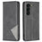 For Samsung Galaxy S23+ Leather Case with Card Holder Imprinting Pattern Phone Stand Cover - Black - 1