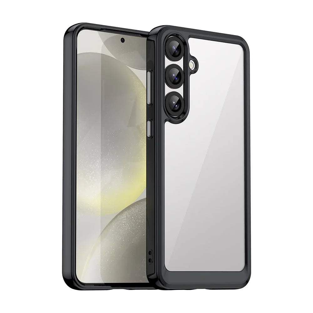 WANLONFENG For Samsung Galaxy S25+ Phone Case  XC Series TPU Acrylic Cover with Tempered Glass (Big Lens Hole) - Black - 2