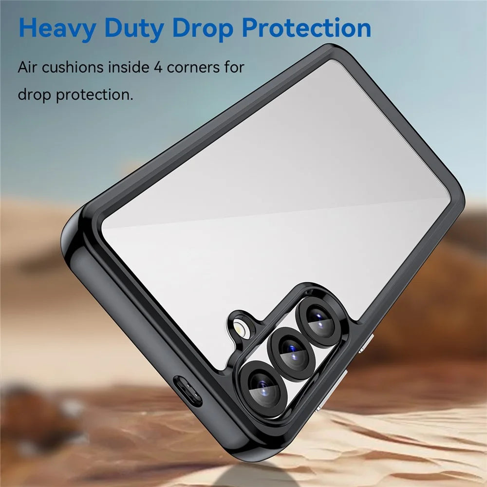 WANLONFENG For Samsung Galaxy S25+ Phone Case  XC Series TPU Acrylic Cover with Tempered Glass (Big Lens Hole) - Black - 4
