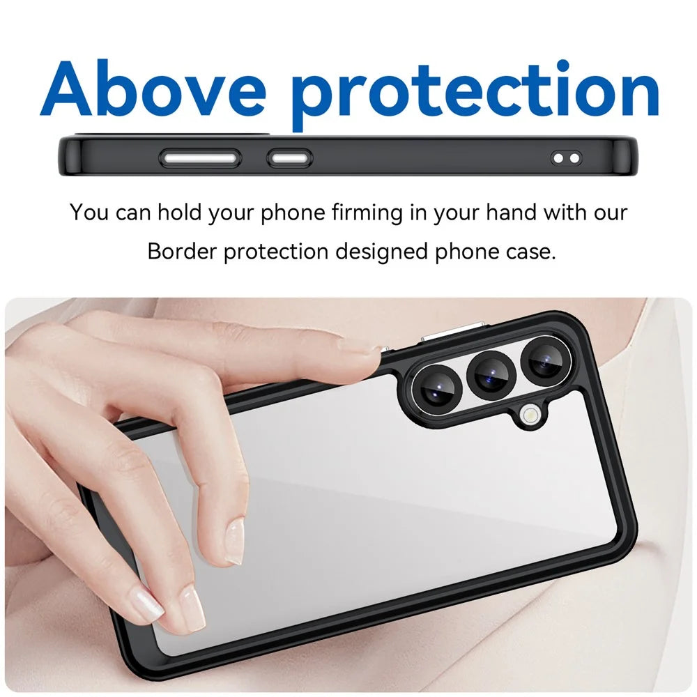WANLONFENG For Samsung Galaxy S25+ Phone Case  XC Series TPU Acrylic Cover with Tempered Glass (Big Lens Hole) - Black - 5