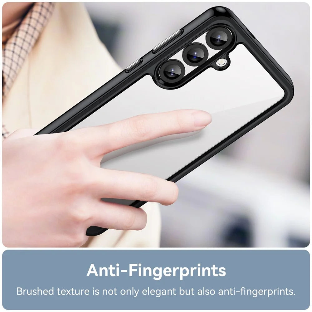 WANLONFENG For Samsung Galaxy S25+ Phone Case  XC Series TPU Acrylic Cover with Tempered Glass (Big Lens Hole) - Black - 6