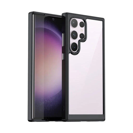 WANLONFENG For Samsung Galaxy S24 Ultra Phone Case  XC Series TPU Acrylic Cover with Tempered Glass (Big Lens Hole) - Black - 2