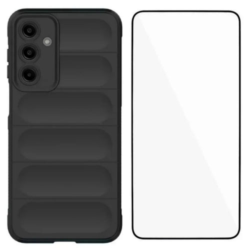 WANLONFENG For Samsung Galaxy A16 4G / Galaxy A16 5G TPU Case  HD Series Anti Slip Phone Cover with Tempered Glass - Black - 1