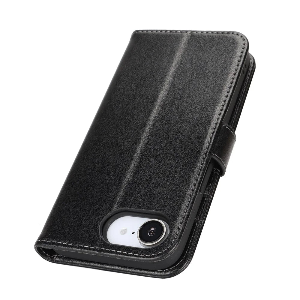 For iPhone 17e / 16e Case R61 Texture Wallet Leather Flip Phone Cover - Black - 7